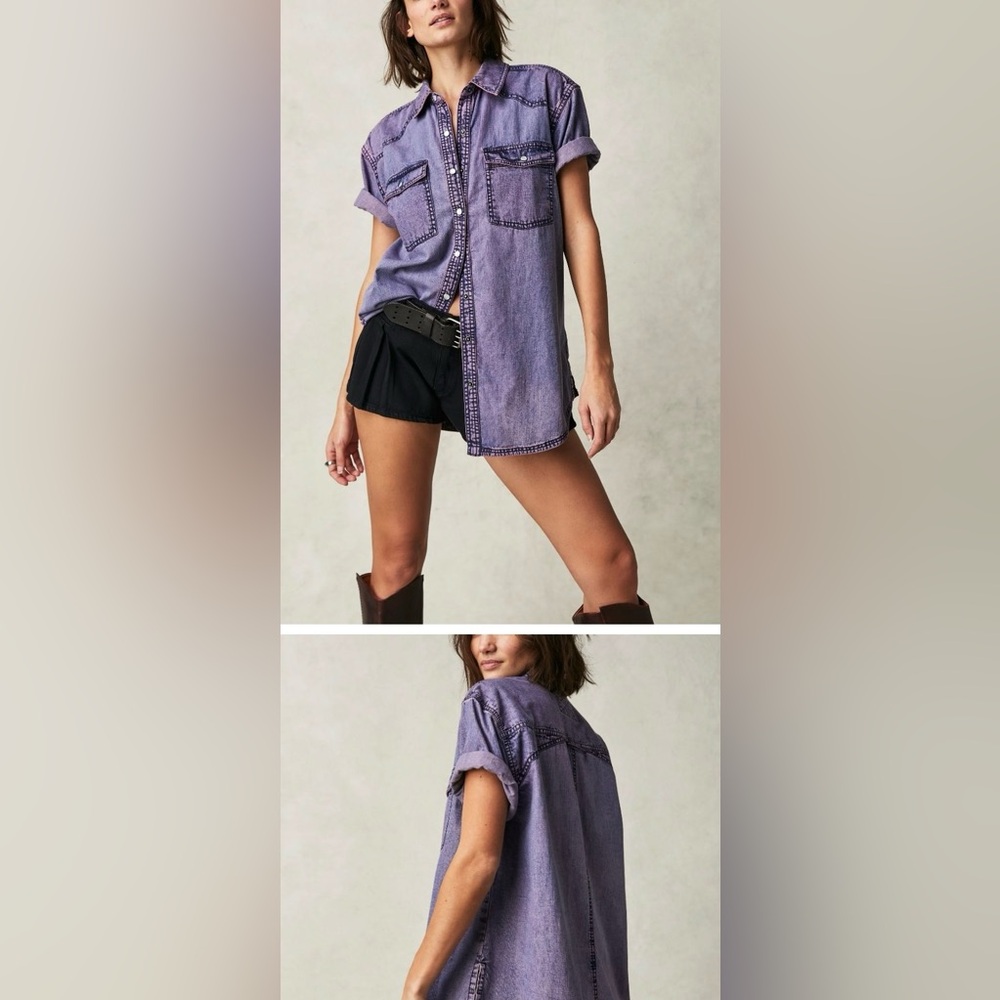 FREE PEOPLE We The Free The Short Of It Denim Shirt NWT